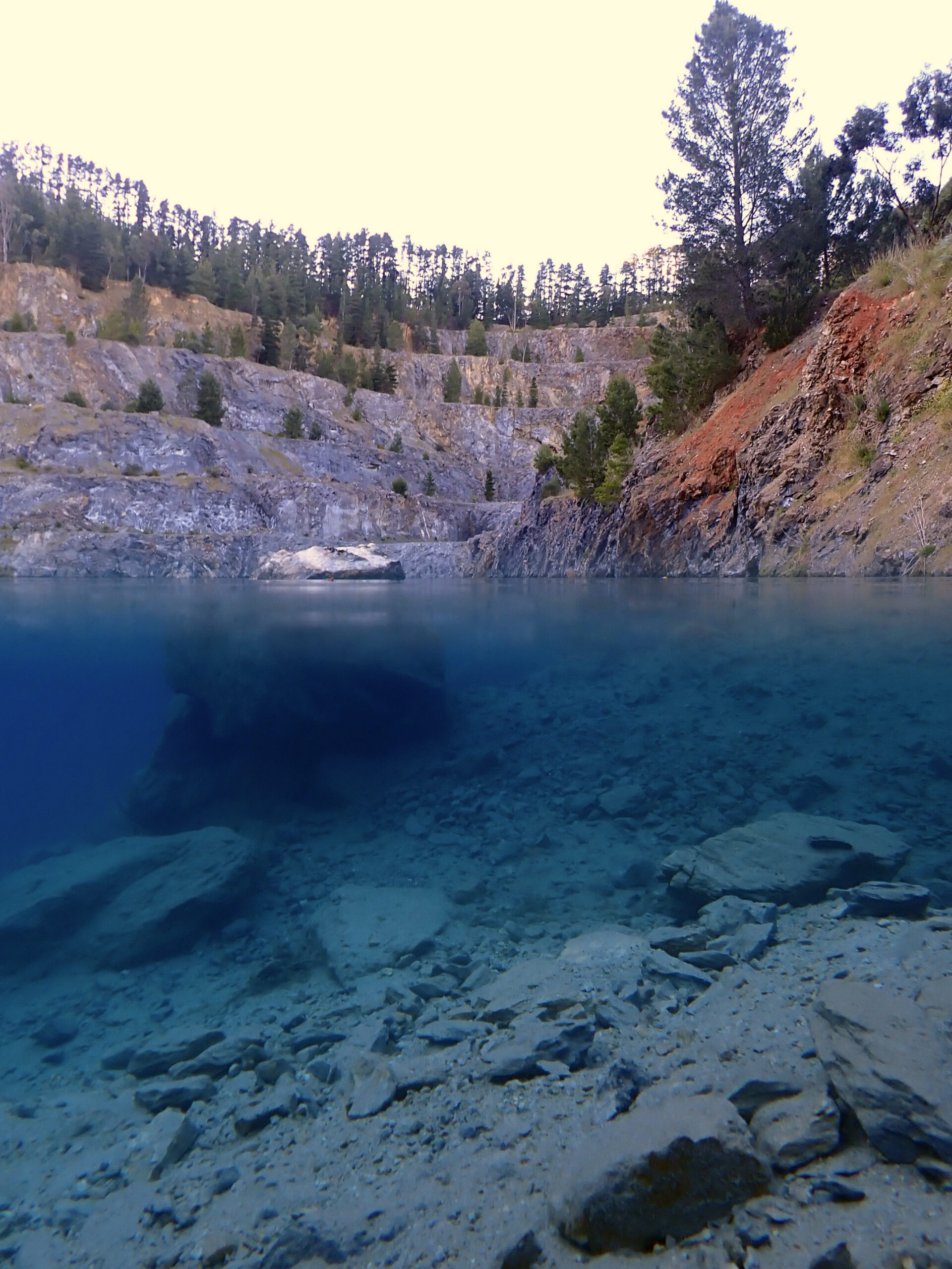 Highbury Quarry just after sunrise, photo partially under water